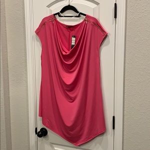 Pink sleeveless tunic asymmetrical hem zippers